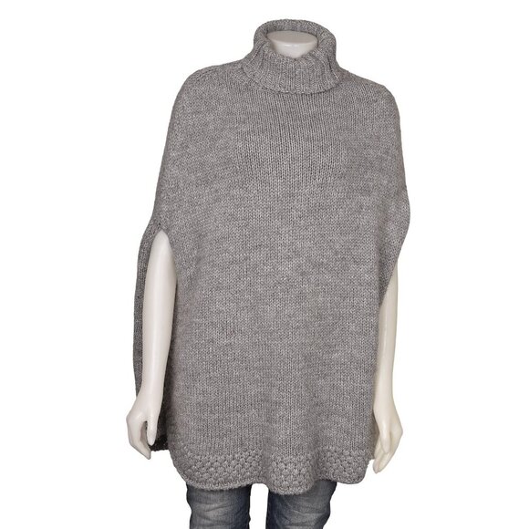 Zara Knit Turtleneck Poncho Sweater Cozy Wool Blend Size Medium - Picture 1 of 5